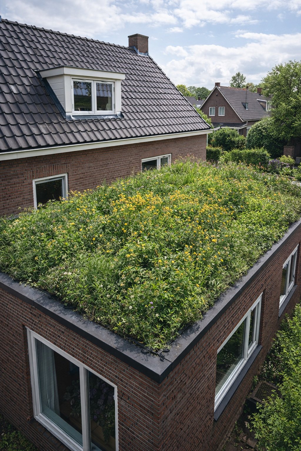 Groen dak op een woning